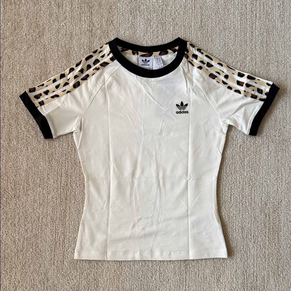 Adidas Leopard Print 3 Stripes T-Shirt